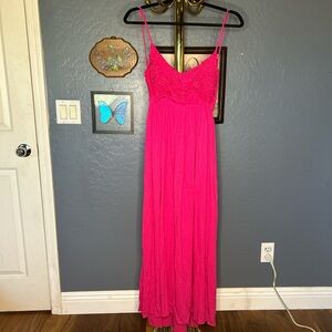 BiBi Hot Pink Maxi Dress with Open Back
